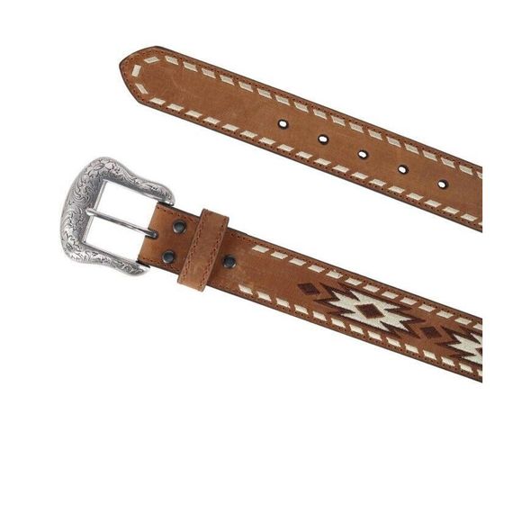 Ariat A1039802 Mens Sz 36 Lt Brown Embroidered Aztec Print Leather Belt - Picture 5 of 8